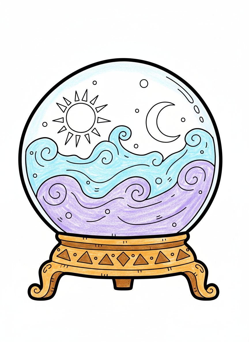 Crystal Ball of Visions - Full Colored Illustration