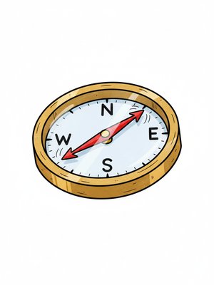 Explorer's Compass in Classic Coloring Book - Full Colored Illustration
