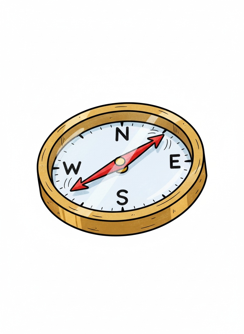 Explorer's Compass in Classic Coloring Book - Full Colored Illustration