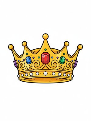 Ancient Golden Crown in Classic Coloring Book