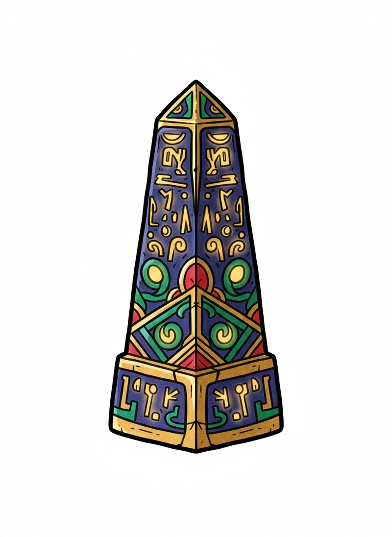 Mysterious Ancient Artifact in Classic Coloring Book - Full Colored Illustration