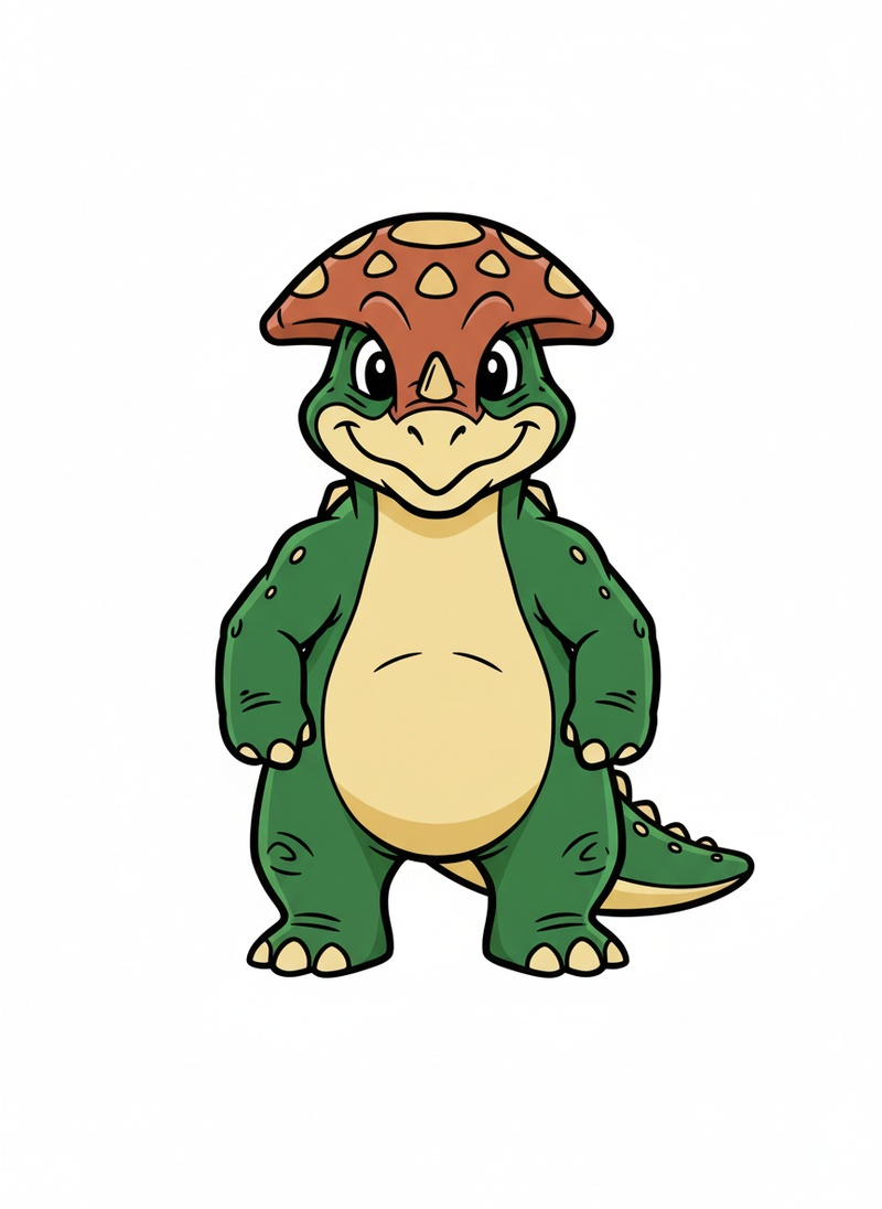 Pluto the Pachycephalosaurus in Classic Coloring Book - Full Colored Illustration