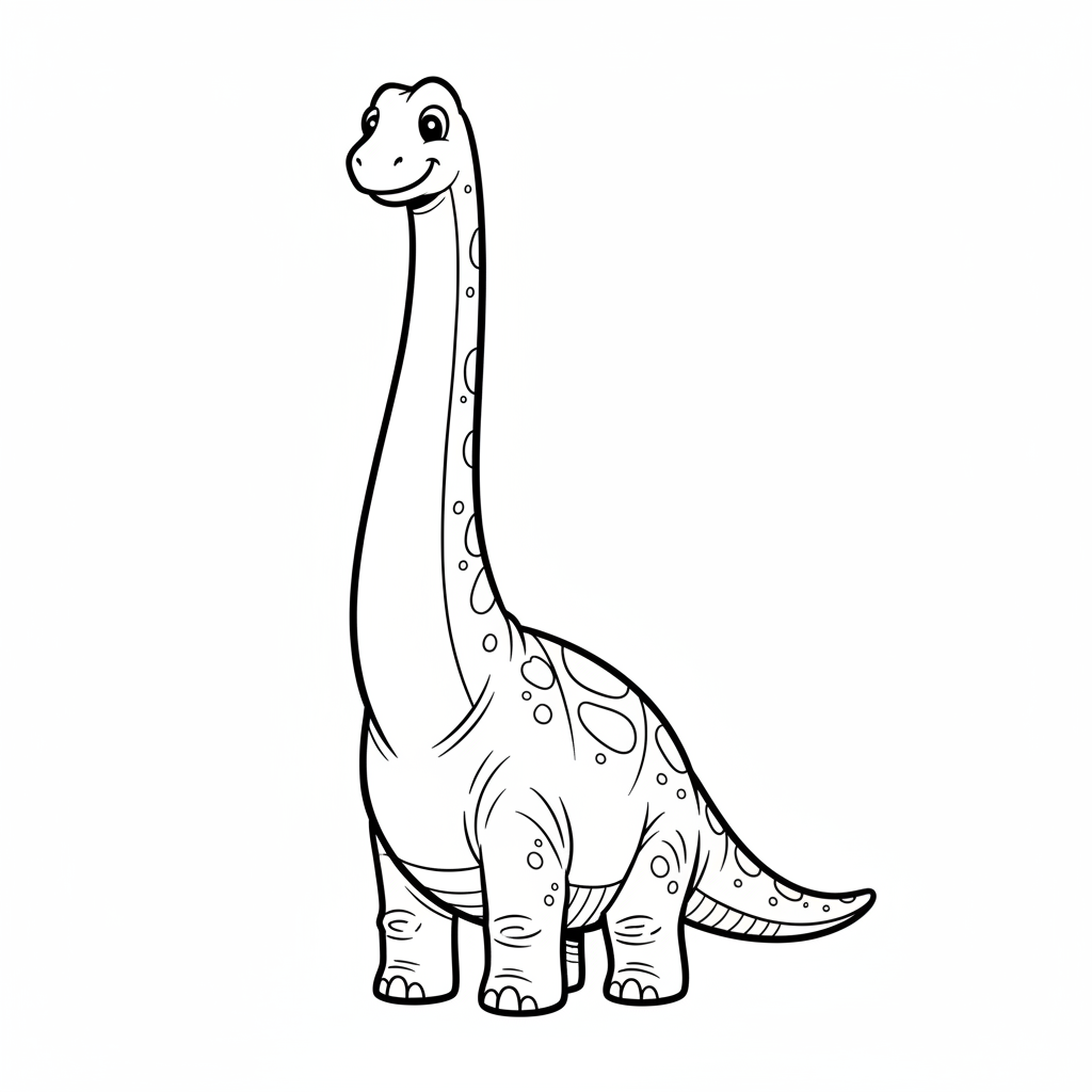 Stretch the Brachiosaurus - Black & White Illustration