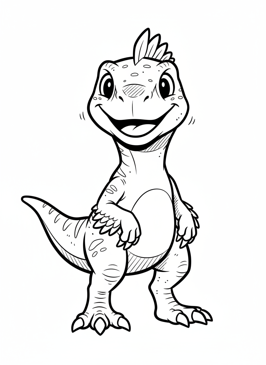 Zippy the Velociraptor - Black & White Illustration
