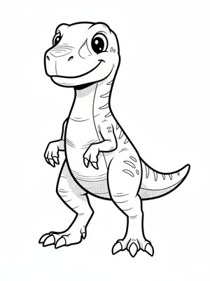 Striker the Pack Raptor in Classic Coloring Book - Black & White Illustration