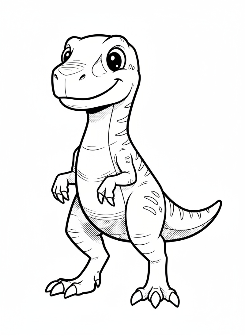 Striker the Pack Raptor in Classic Coloring Book - Black & White Illustration