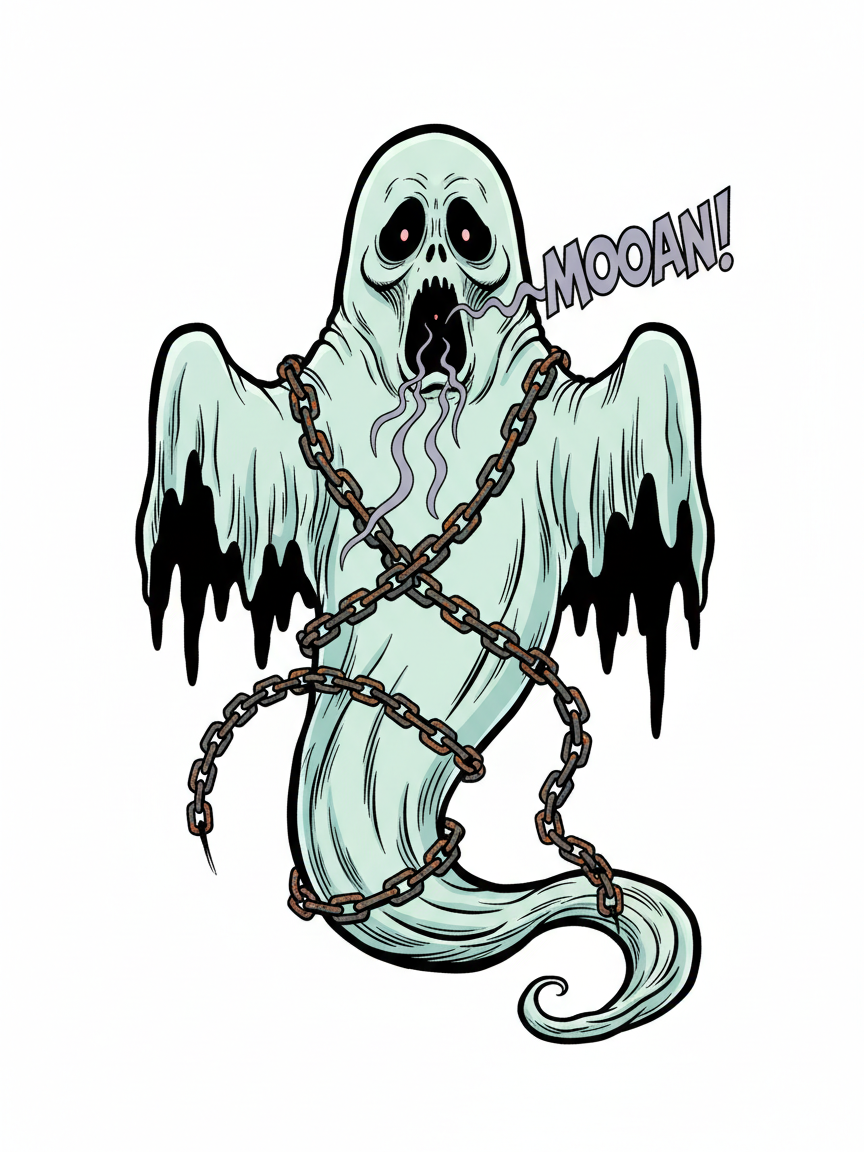 Spook the Scary Ghost - Full Colored Illustration