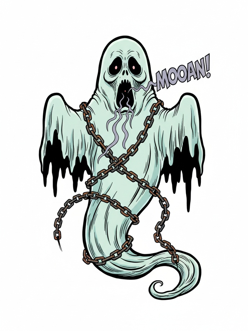 Spook the Scary Ghost in Comic Book - Full Colored Illustration
