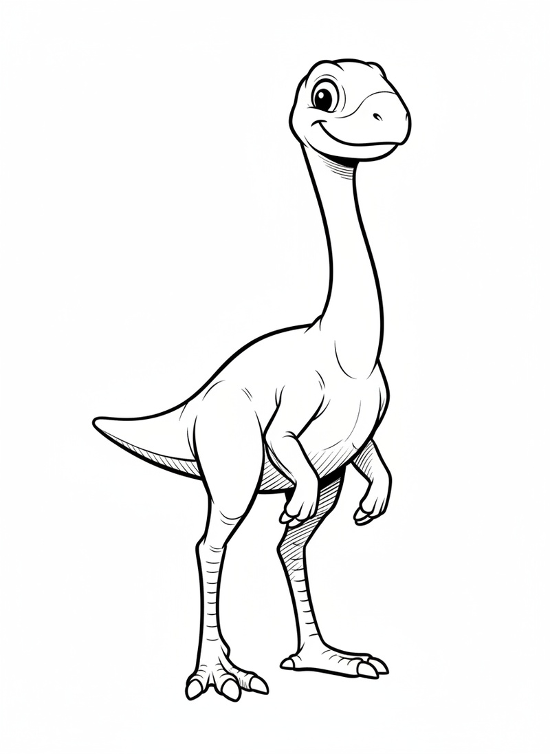 Dash the Gallimimus in Classic Coloring Book - Black & White Illustration