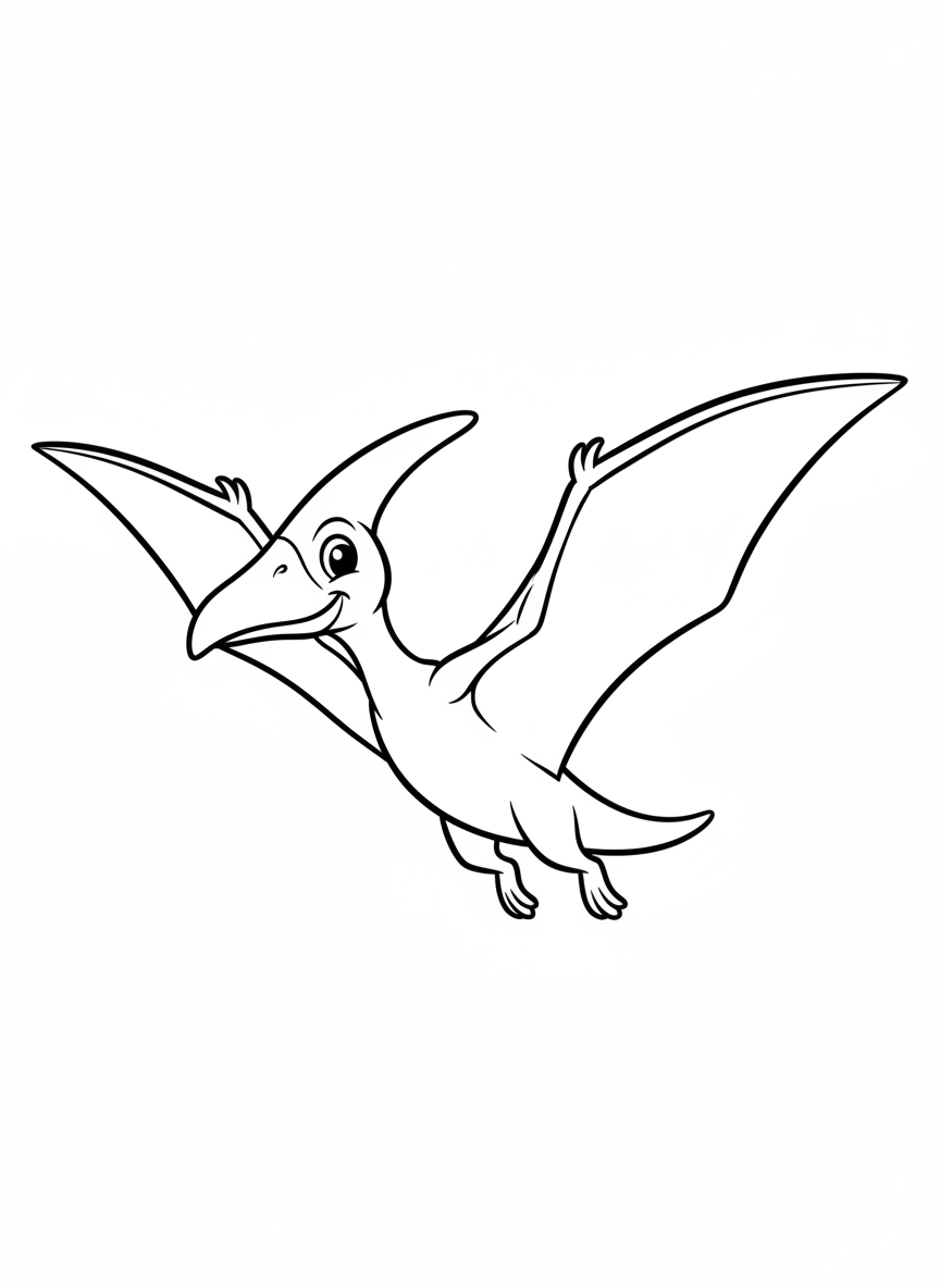 Wings the Pteranodon - Black & White Illustration