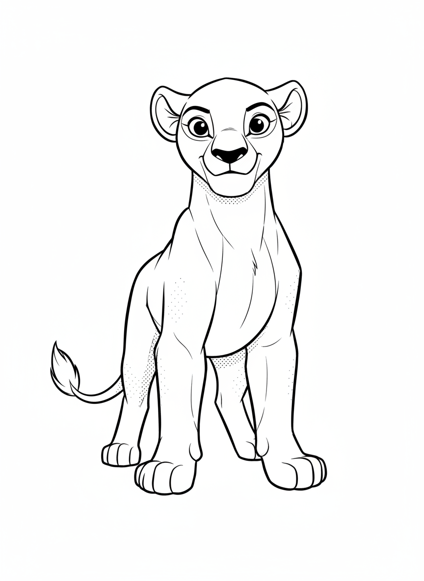 Nala the Fierce Lioness - Black & White Illustration