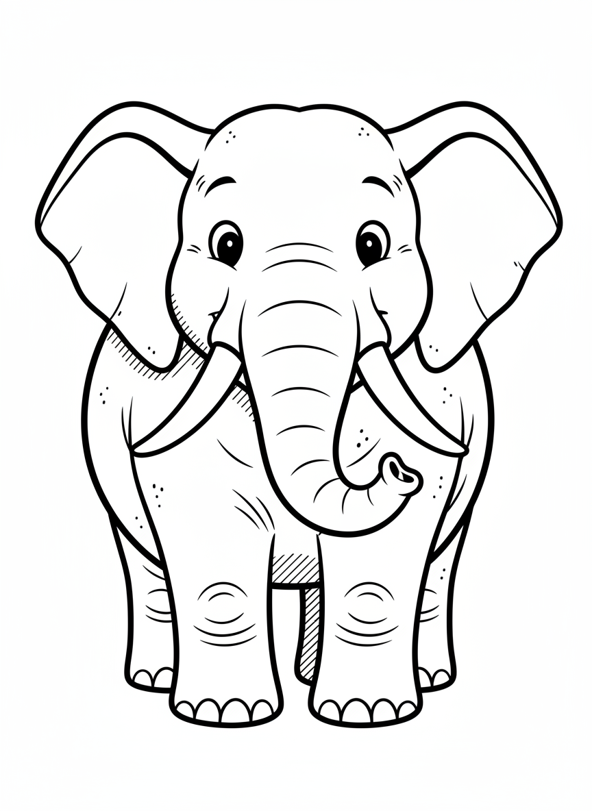 Ella the Gentle Elephant - Black & White Illustration