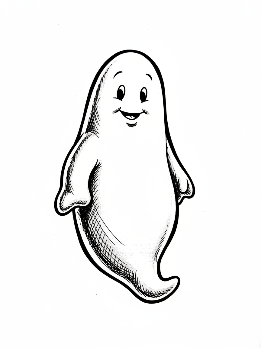 Casper the Friendly Ghost - Black & White Illustration