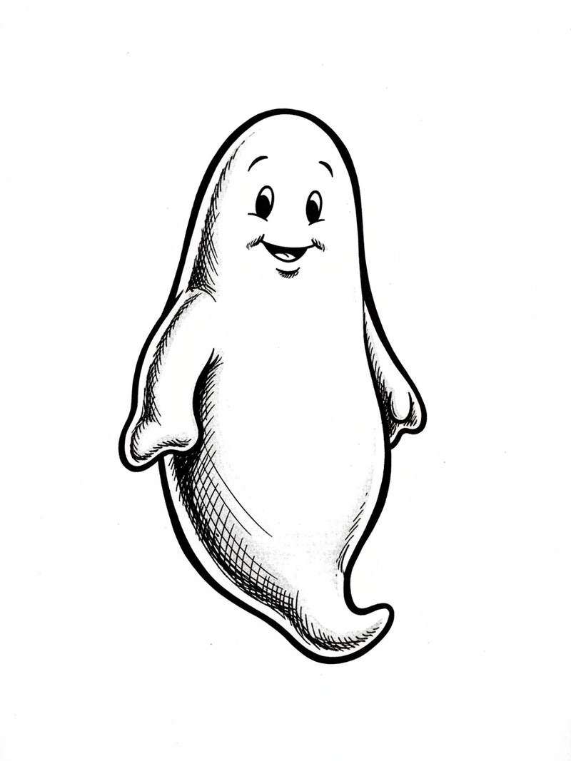 Casper the Friendly Ghost in Comic Book - Black & White Illustration