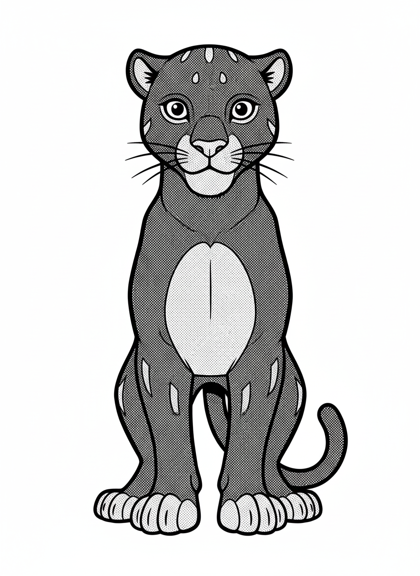 Shadow the Black Panther - Black & White Illustration