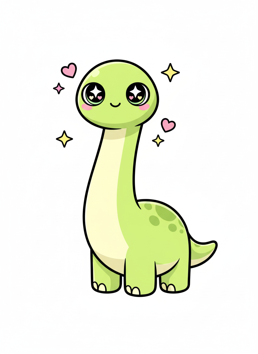 Stretch the Brachiosaurus - Full Colored Illustration