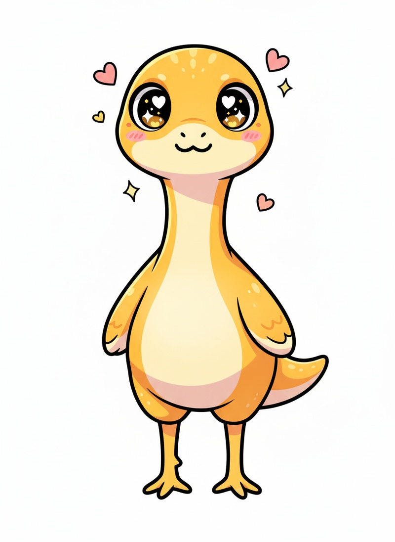Dash the Gallimimus in Kawaii Cute - Full Colored Illustration