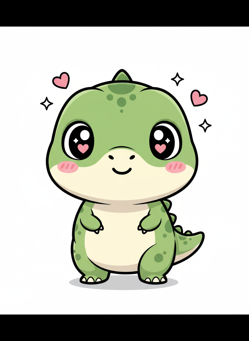 Chomper the Baby T-Rex - Full Colored Illustration