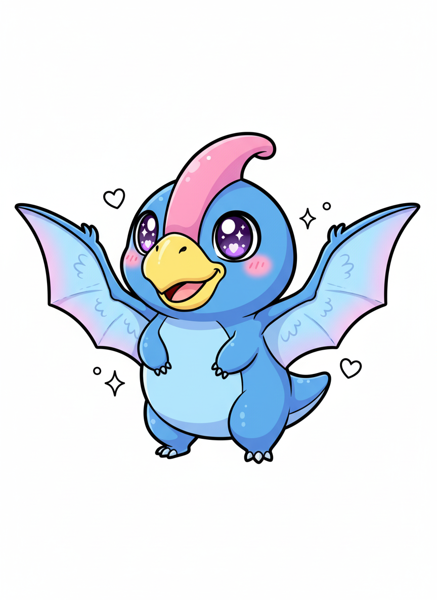 Wings the Pteranodon - Full Colored Illustration