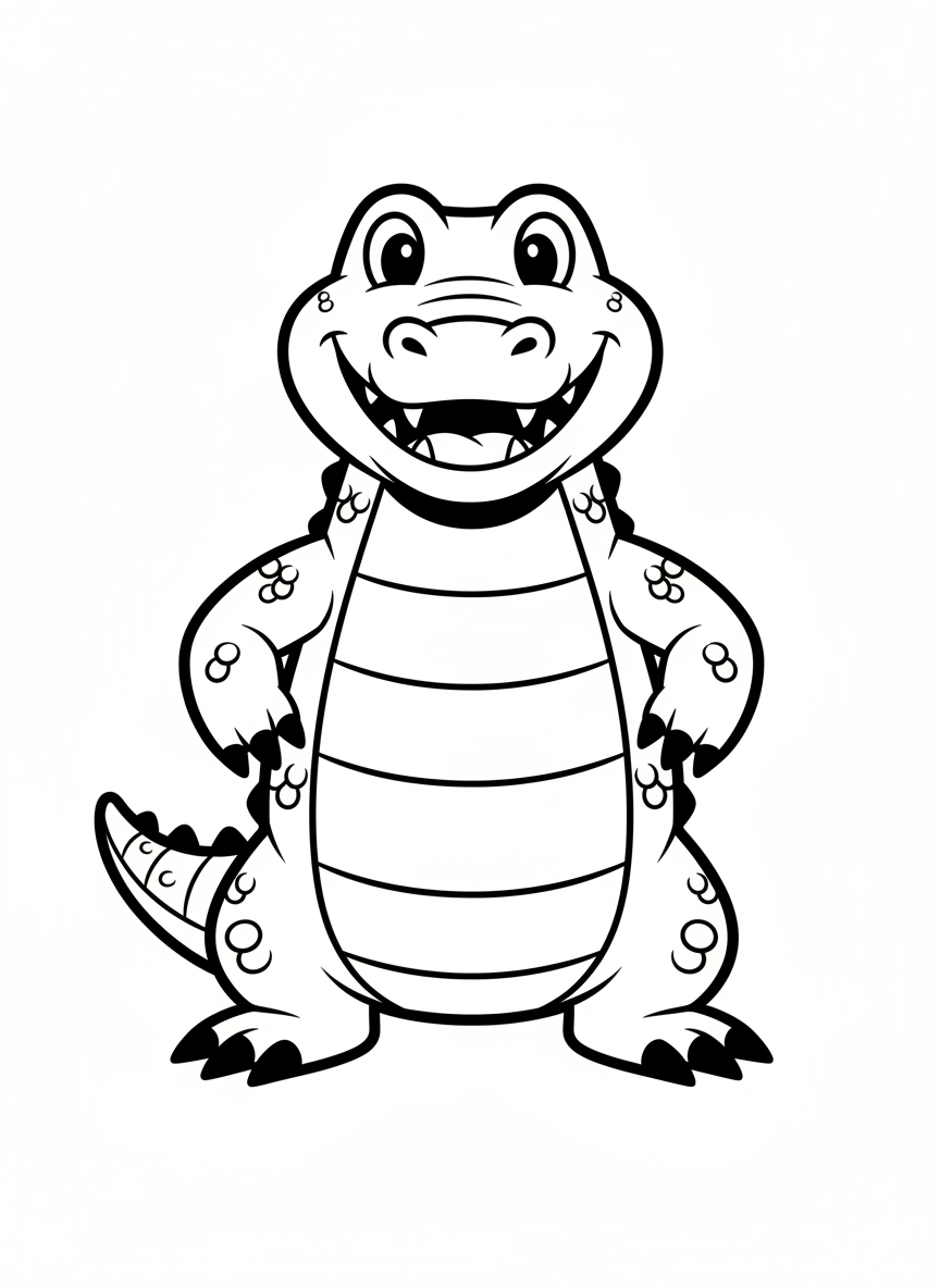 Snap the Crocodile - Black & White Illustration