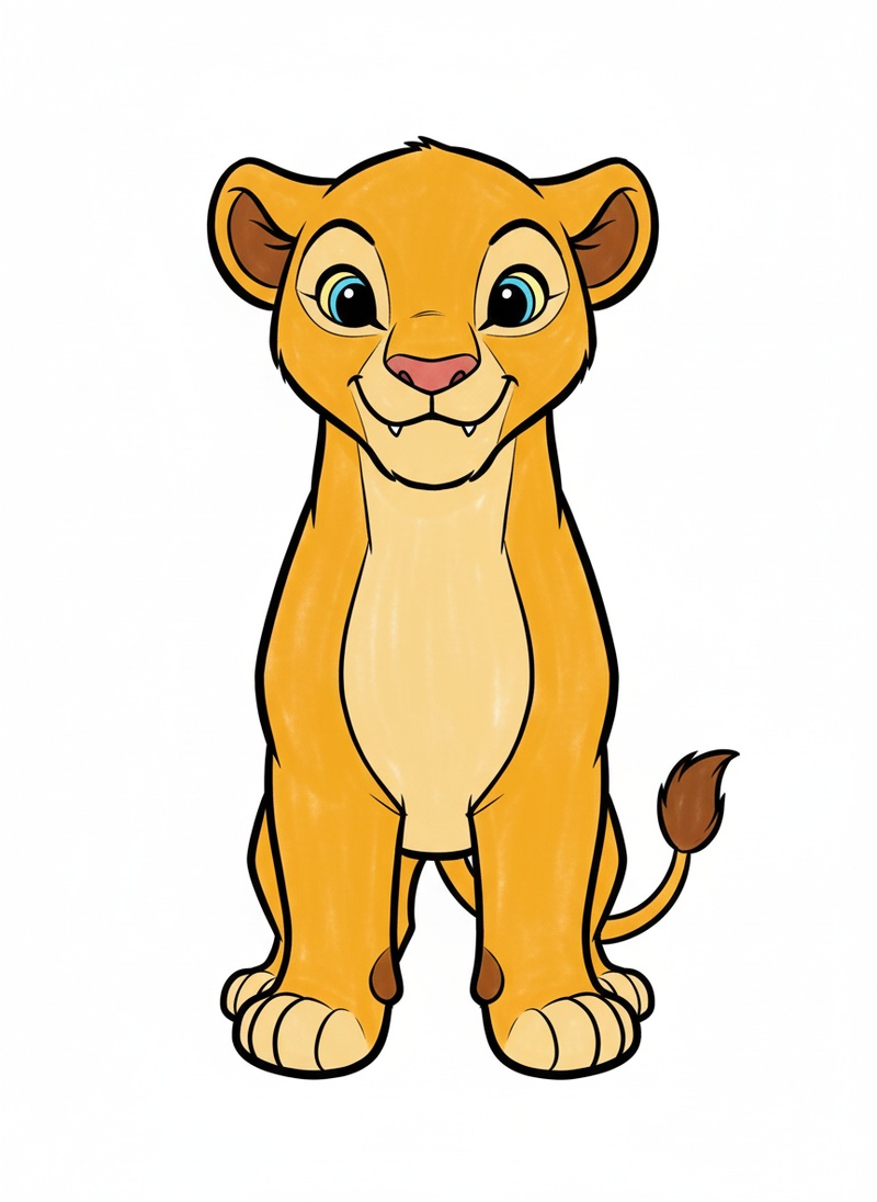 Nala the Fierce Lioness in Classic Coloring Book - Full Colored Illustration