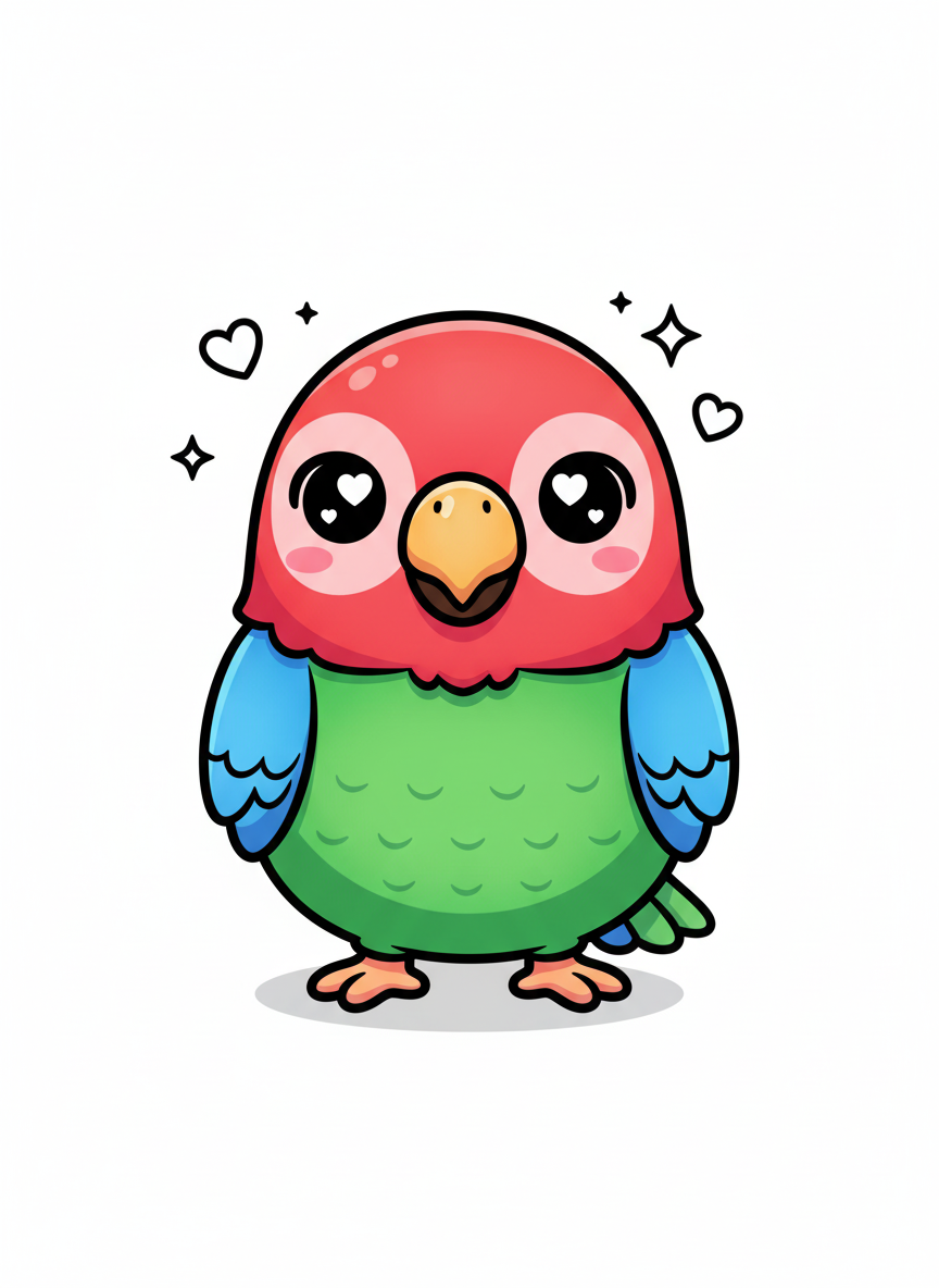 Chatter the Parrot - Full Colored Illustration