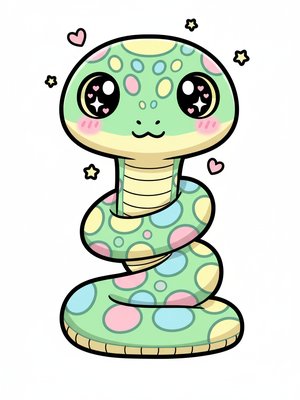 Slither the Python in Kawaii Cute