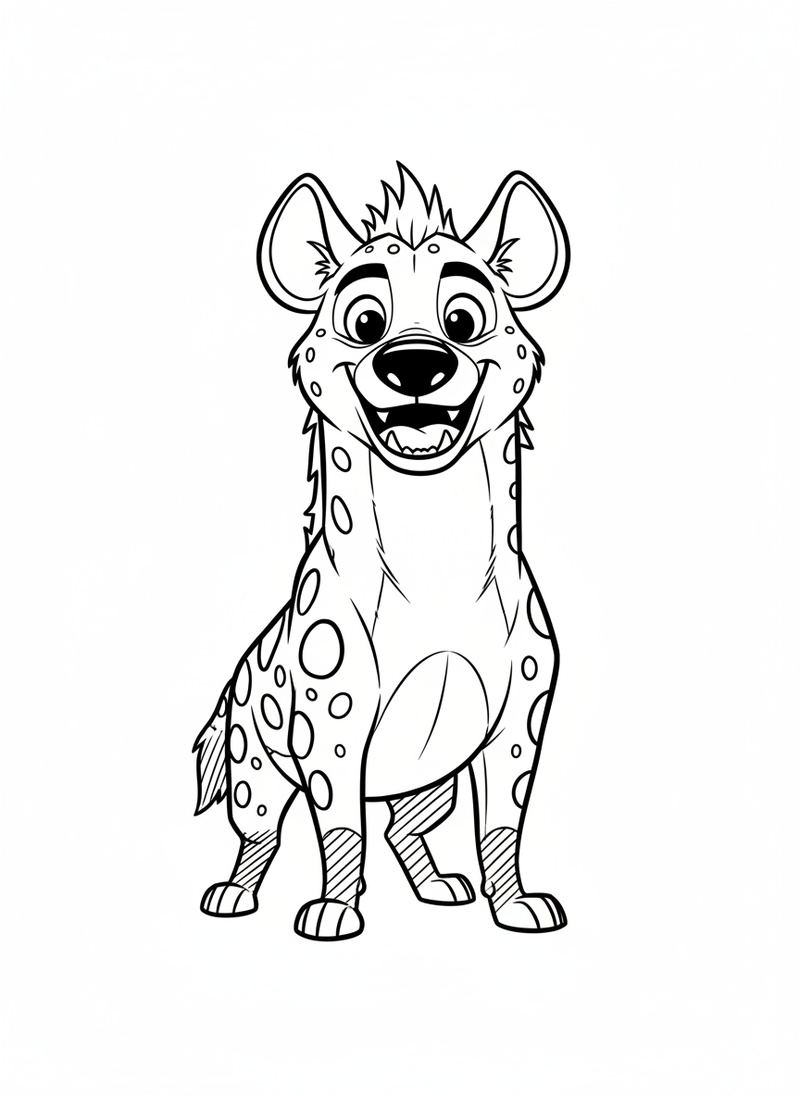 Crash the Hyena in Classic Coloring Book - Black & White Illustration