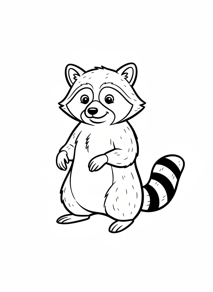Bandit the Raccoon - Black & White Illustration