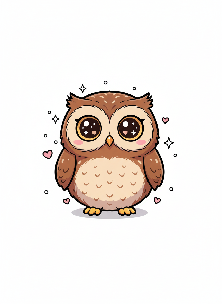 Scout the Wise Owl - Full Colored Illustration