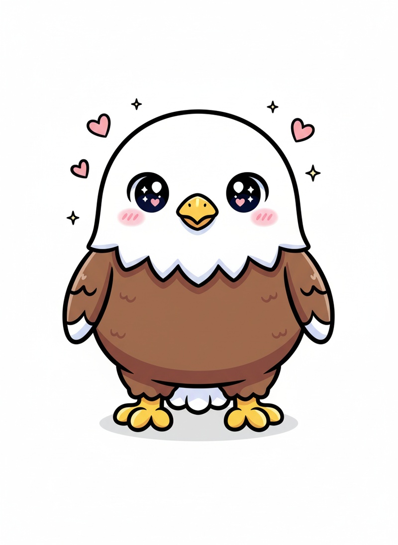 Liberty the Soaring Eagle in Kawaii Cute - Full Colored Illustration