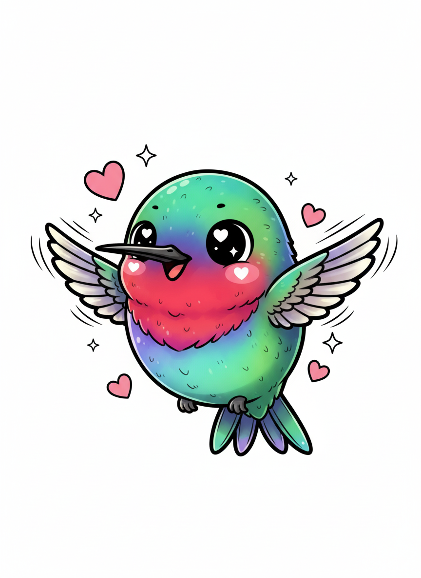 Ruby the Hummingbird - Full Colored Illustration