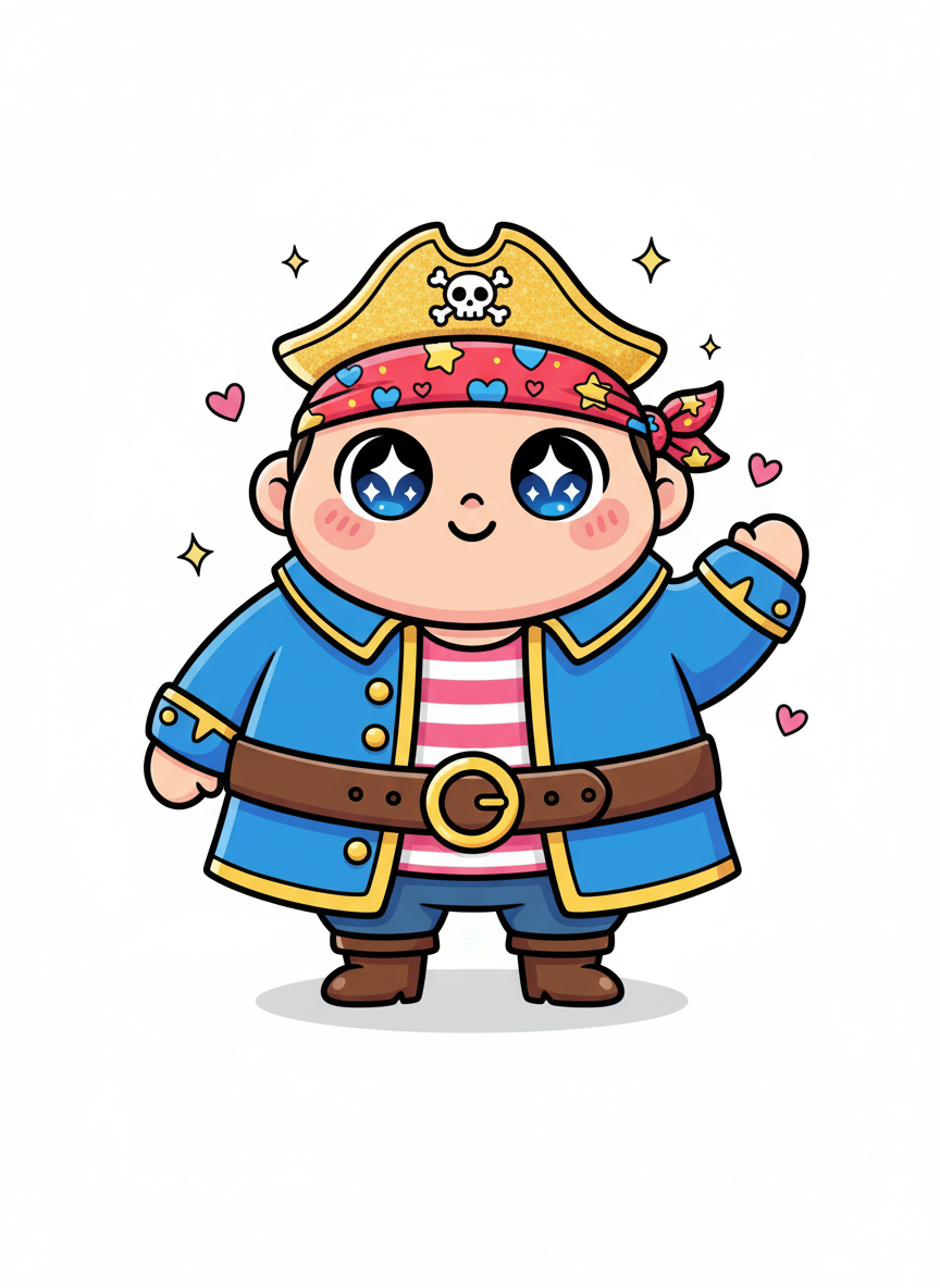 Captain Jolly the Friendly Pirate - Full Colored Illustration