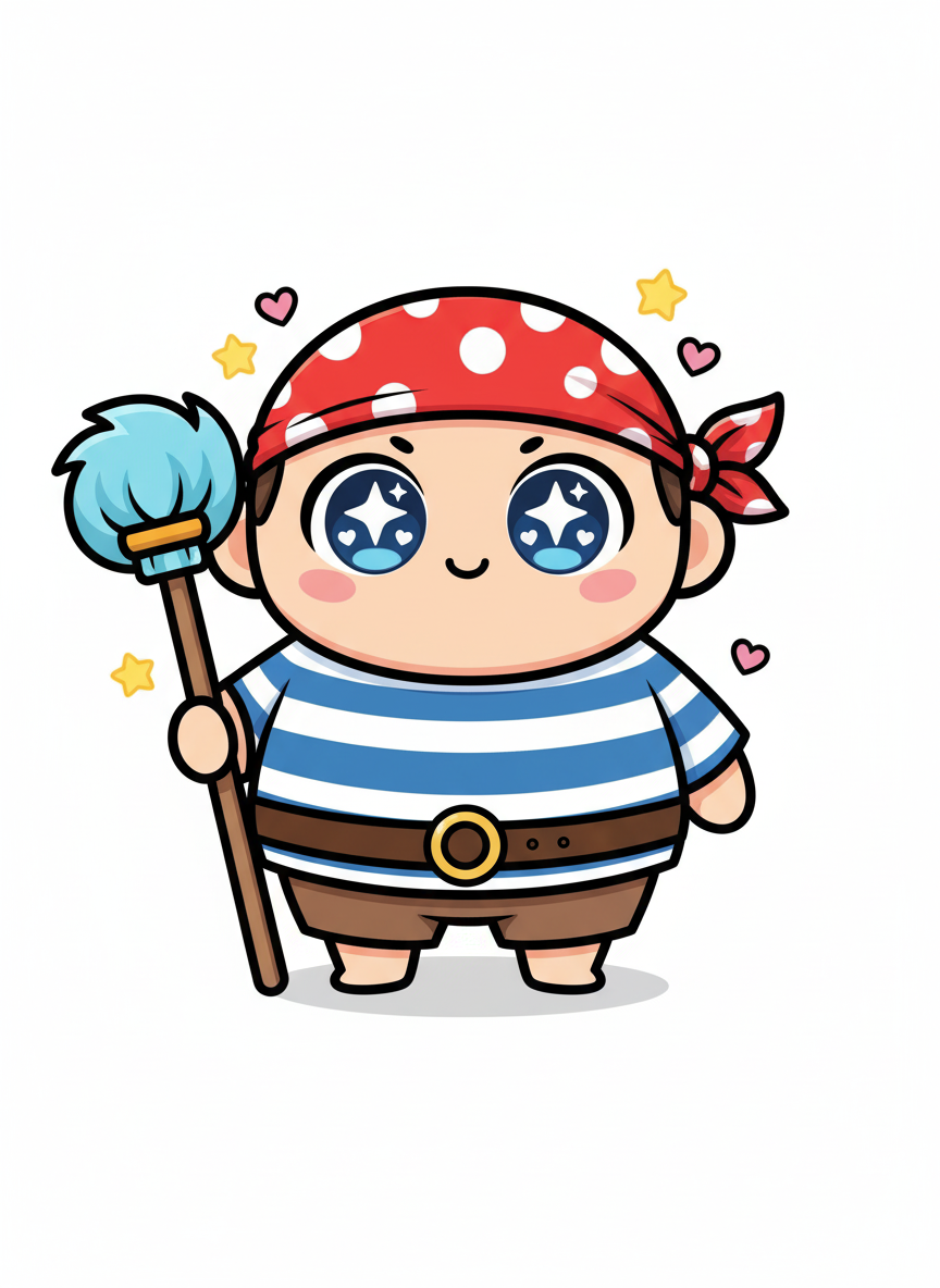 Swabby the Pirate Deckhand - Full Colored Illustration