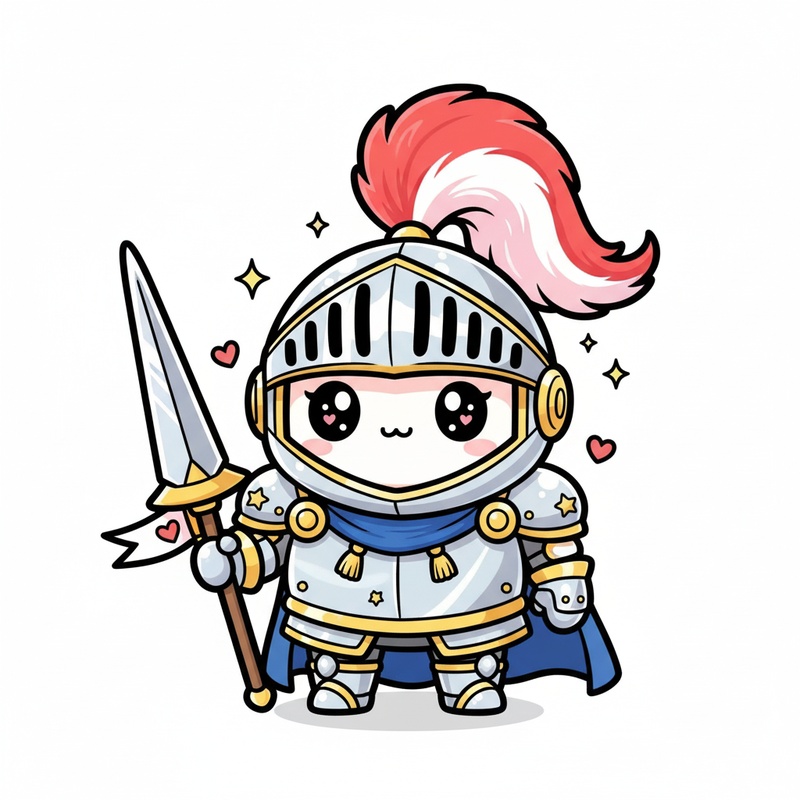 Sir Lancelot the Champion in Kawaii Cute - Full Colored Illustration