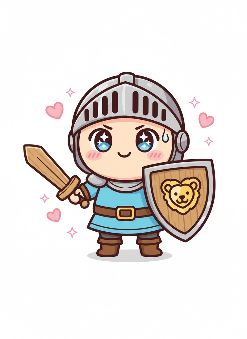 Squire Tom the Knight Trainee in Kawaii Cute - Full Colored Illustration