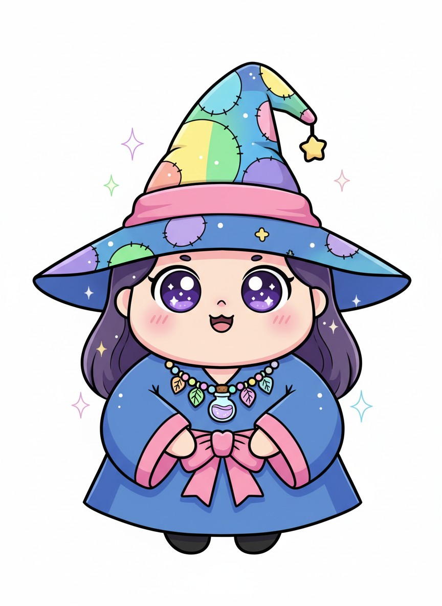 Hazel the Helpful Witch - Full Colored Illustration
