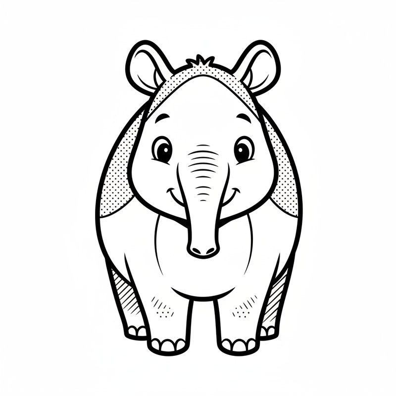 Trunk the Tapir in Classic Coloring Book - Black & White Illustration