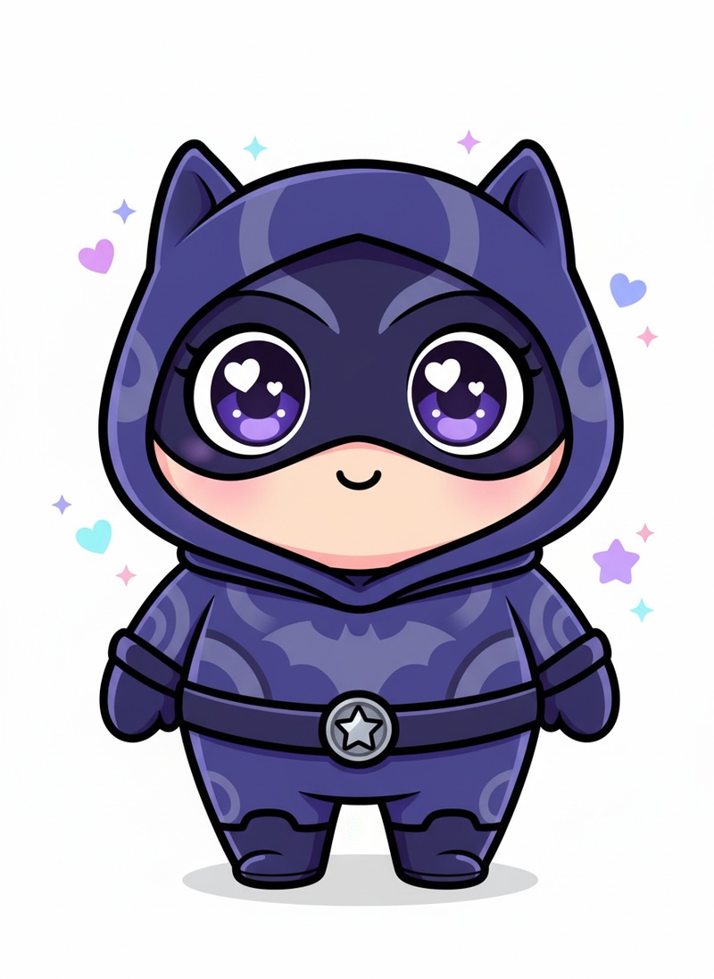 Shadow Strike the Stealth Hero in Kawaii Cute - Full Colored Illustration