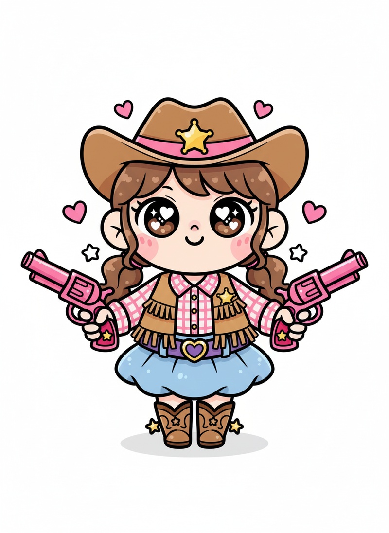 Annie the Sharpshooter in Kawaii Cute - Full Colored Illustration