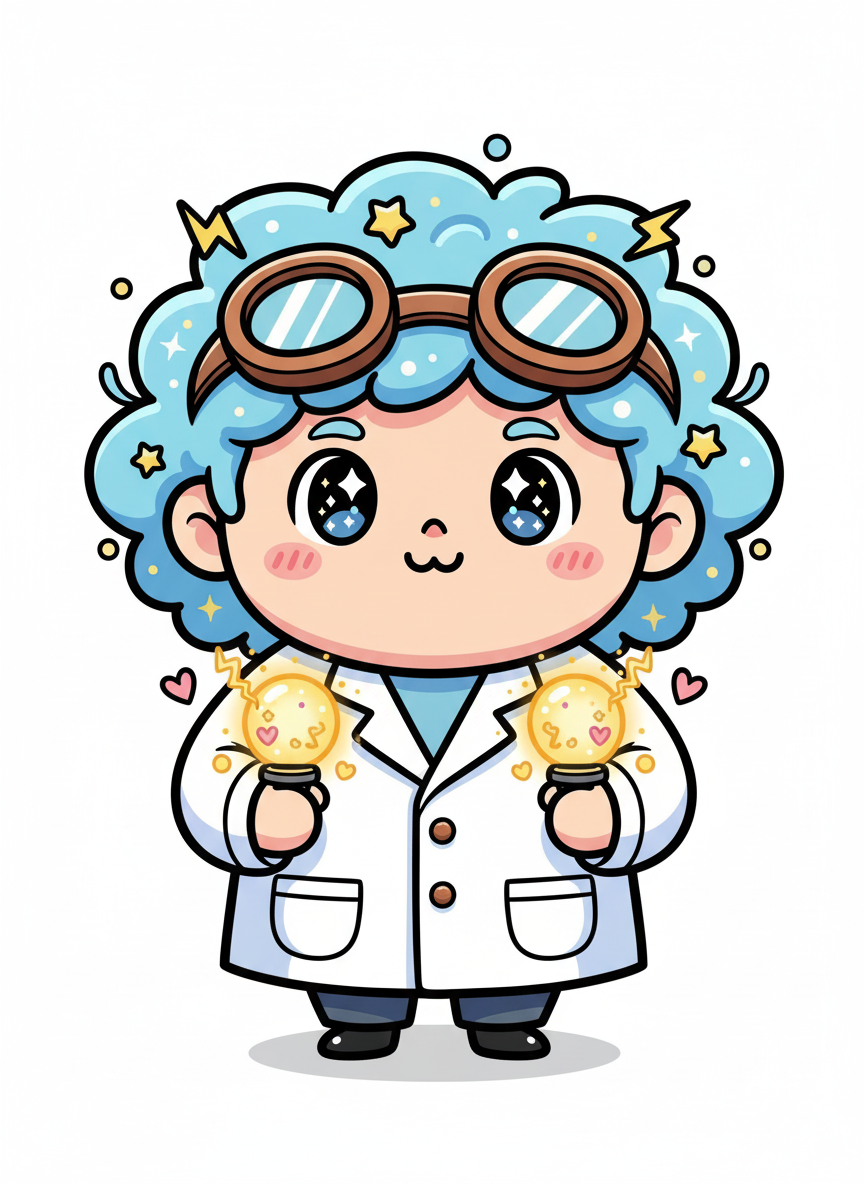 Professor Tesla the Scientist - Full Colored Illustration