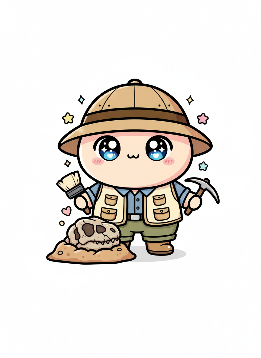 Dr. Bones the Paleontologist - Full Colored Illustration