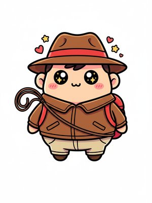 Silas Drake the Archaeologist in Kawaii Cute - Full Colored Illustration