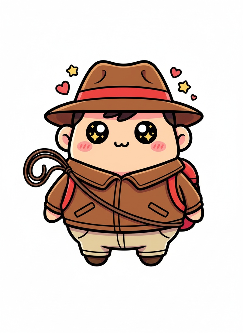 Silas Drake the Archaeologist in Kawaii Cute - Full Colored Illustration