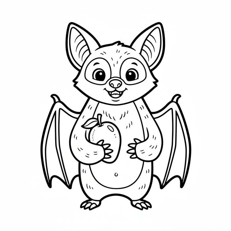 Glide the Flying Fox Bat in Classic Coloring Book - Black & White Illustration