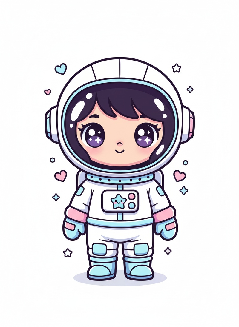 Captain Nova the Astronaut in Kawaii Cute - Full Colored Illustration