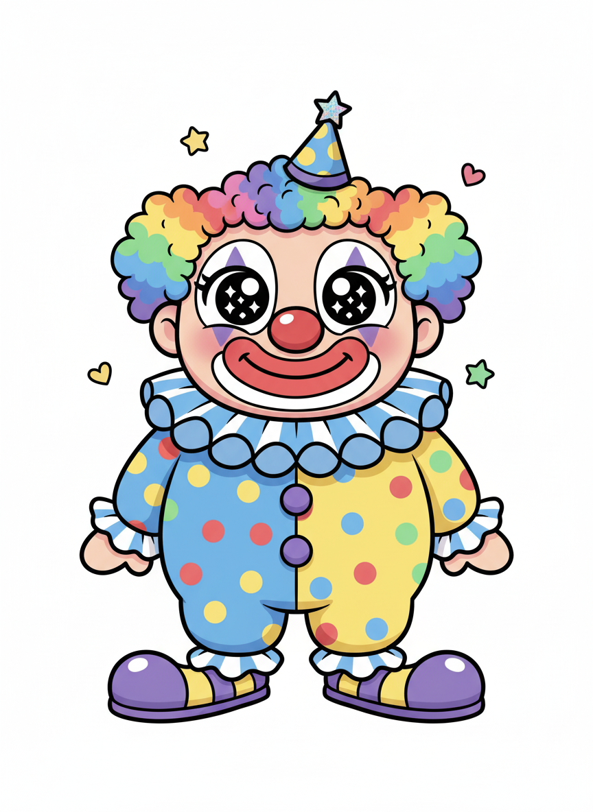 Giggles the Friendly Clown - Full Colored Illustration