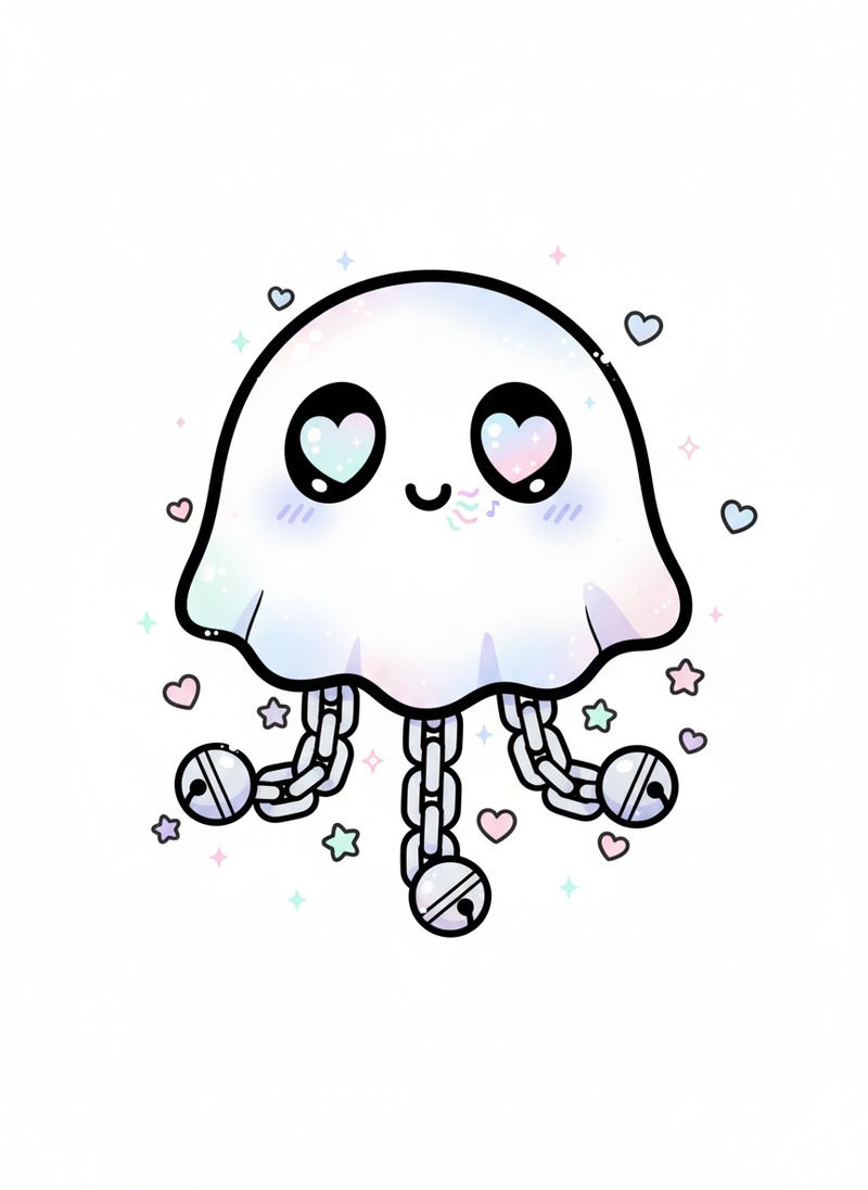 Spook the Scary Ghost in Kawaii Cute - Full Colored Illustration