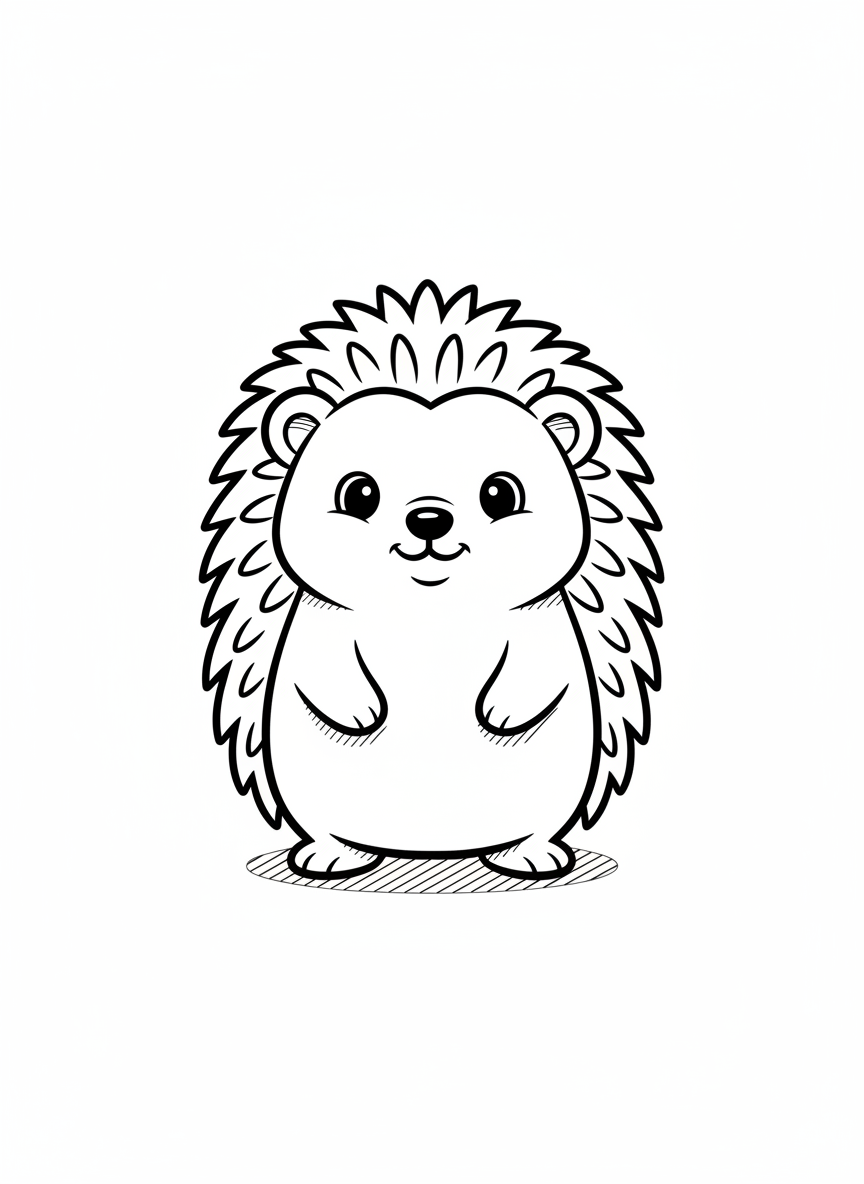 Quill the Hedgehog - Black & White Illustration