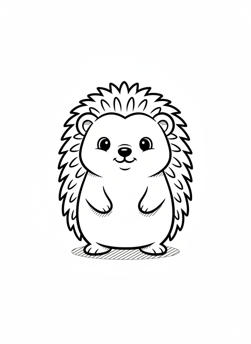Quill the Hedgehog in Classic Coloring Book - Black & White Illustration